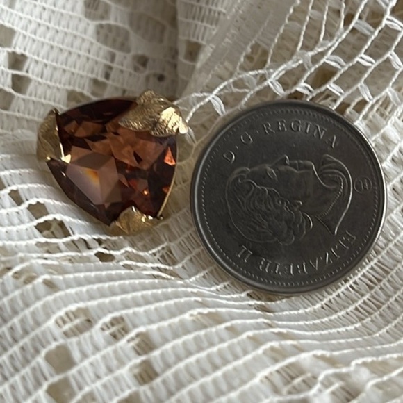 Bond Boyd Sterling Brown Topaz gold leaf screw-back earrings Vintage Canada - Picture 11 of 14